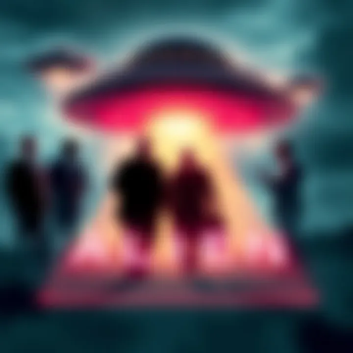 Poster for Prime Video documentary showing UFOs and silhouettes of government officials discussing alien life.