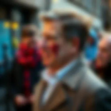 Former Prince Andrew shows a noticeable bruise on his face while walking outside. Concerned expressions from passersby can be seen nearby.