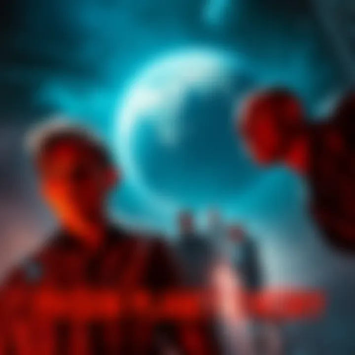 A scene from the film showcasing the concept of the Prison Planet Theory with dramatic visuals and characters questioning their reality.