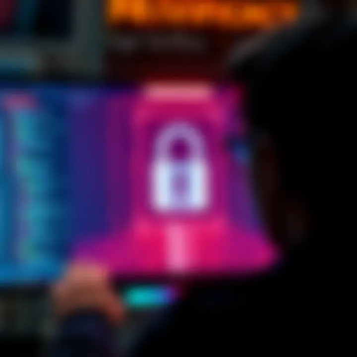 A person looking at a computer screen displaying a padlock, symbolizing privacy and security issues related to age verification laws.