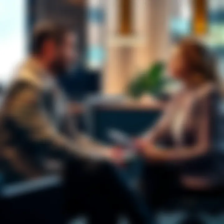 A business person meeting with a career coach to discuss ways to increase income and job opportunities.