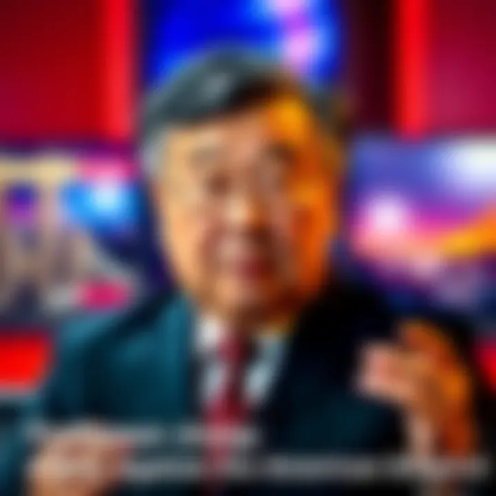 Professor Jiang discussing the American empire and global politics on Piers Morgan Uncensored, with a serious expression, reflecting concern for future conflicts.