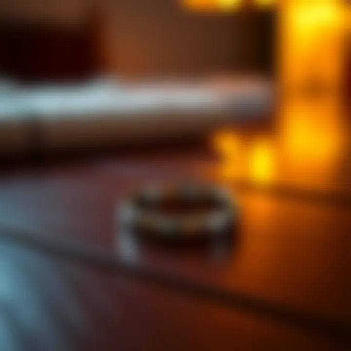 Promise ring on a table A close-up of a promise ring resting on a wooden table, symbolizing a past relationship and emotional energy.