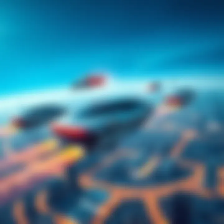 Visual representation of propellantless propulsion technology showcasing futuristic vehicles soaring above a cityscape