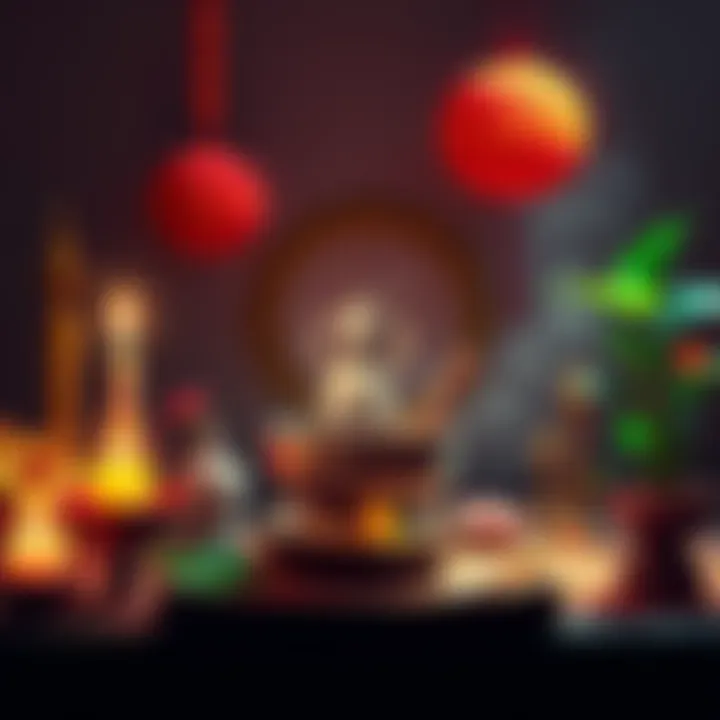 A colorful altar featuring a money bowl, incense, and candles, surrounded by plants and vibrant decorations, representing abundance and daily rituals.