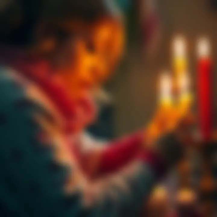 Protection Spell Scene A woman performing a protection spell with candles and herbs, focused on her intentions for safety and peace.