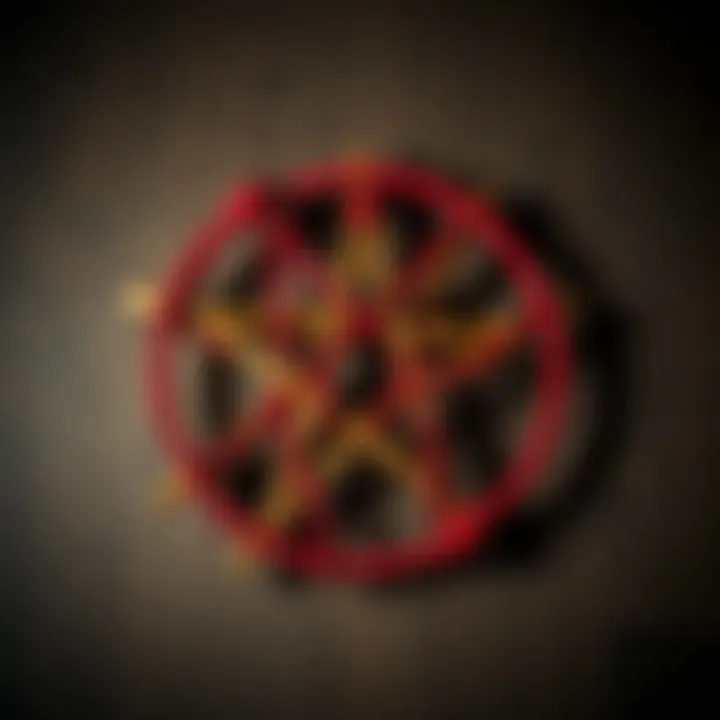 A beautifully crafted pentagram made of sticks and red rope, symbolizing protection and safety.