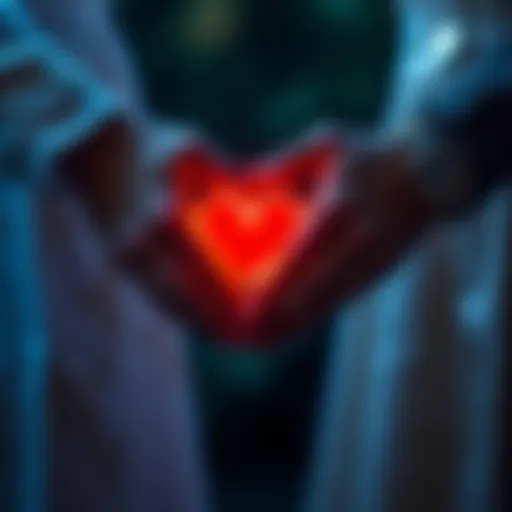 A couple holding hands with a glowing heart symbol between them, representing love and protection