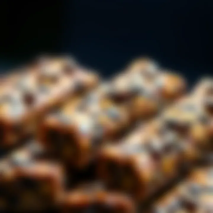 A close-up of protein bars made with insects, showcasing their texture and ingredients.