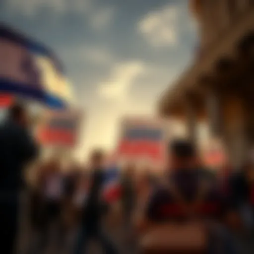 Demonstrators hold signs questioning AIPAC's role in U.S. politics, with flags and banners visible