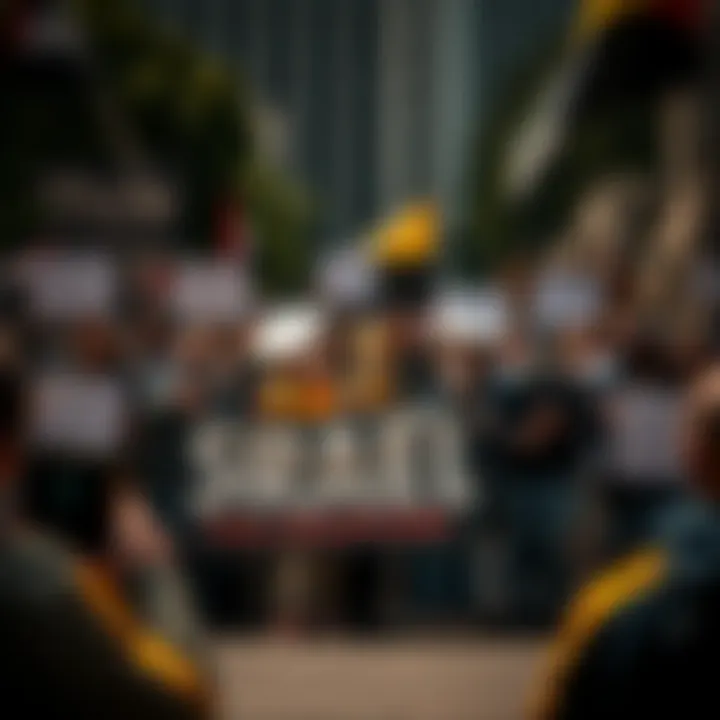 People gather holding banners and signs in protest against Israel's decision to execute Palestinian prisoners