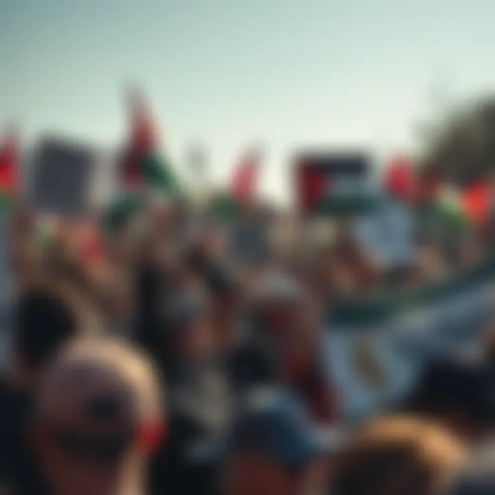 People holding signs and banners advocating for a Free Palestine during a rally