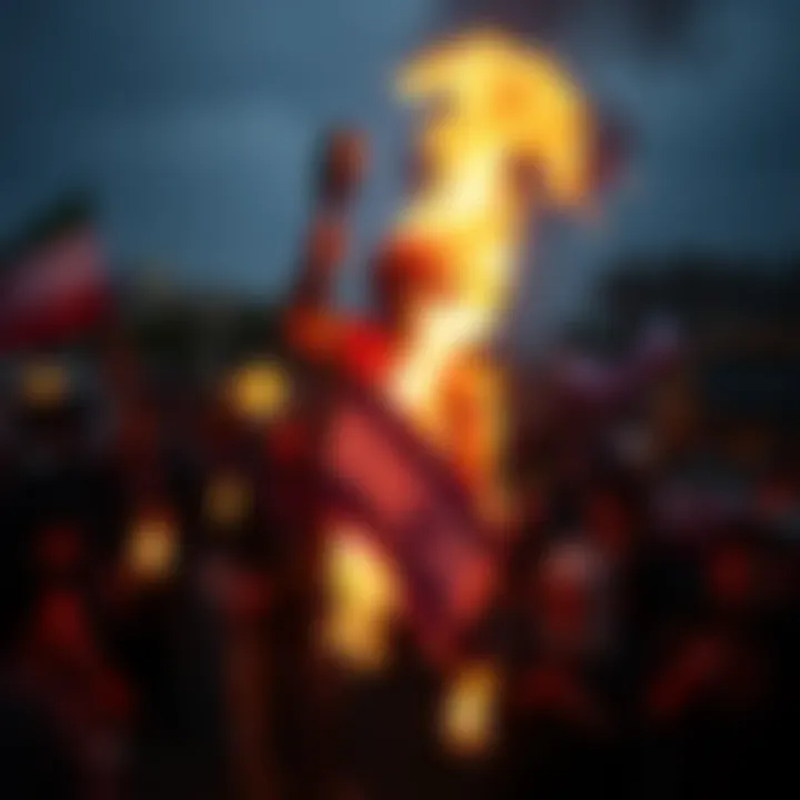 Protesters Burning Effigy in Iran Protesters in Tehran burn an effigy labeled 'Baal' with Israel's flag, expressing anger during rising tensions with the U.S.