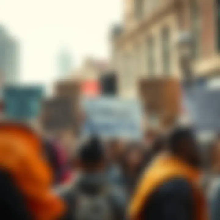 A diverse group of protesters holding signs expressing their views on ethnic minority benefits amidst rising tensions