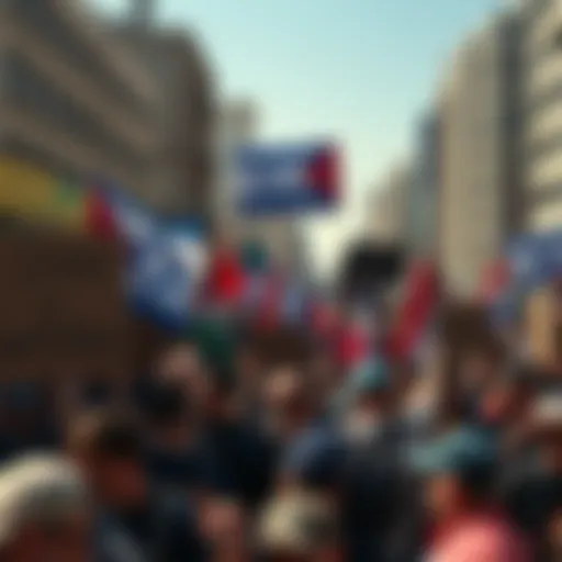 A large crowd of people holding signs and banners protesting against government leadership in Tel Aviv, expressing concerns over corruption and societal issues.