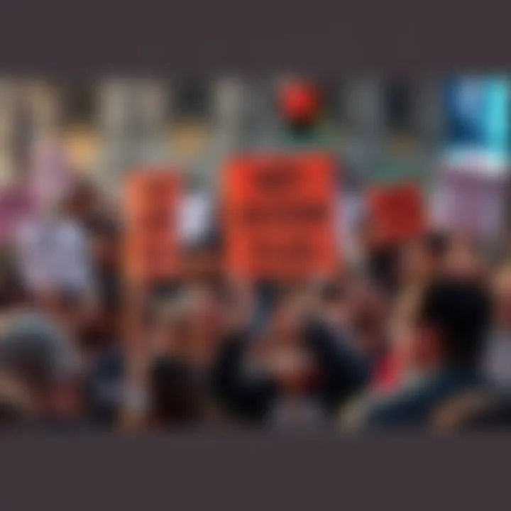 Protests Over Epstein Files People holding signs demanding justice for Epstein file revelations in a public demonstration.