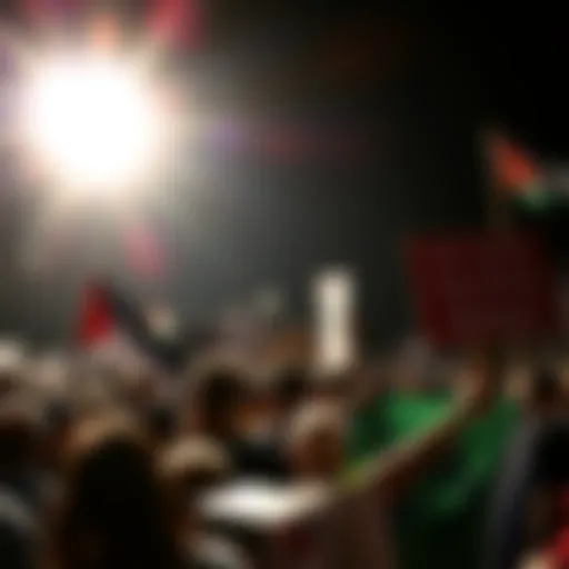 Protests Against Israel Crowd holding signs and banners at a protest, expressing strong opinions about Israel.