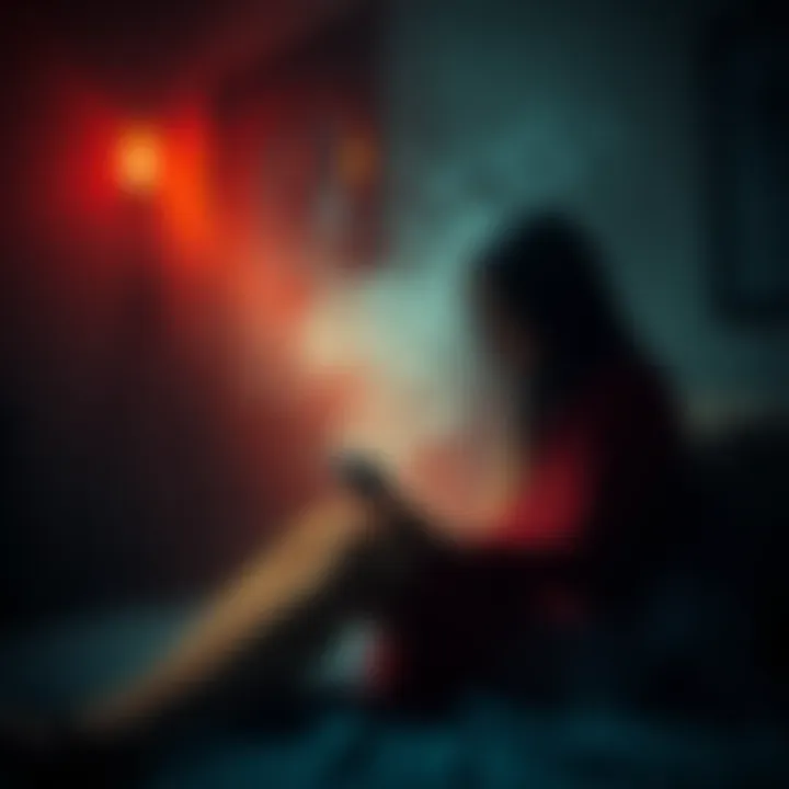 A person with psychic abilities sits in a dimly lit room, surrounded by strange lights and shadows. Eerie whispers seem to echo around them as they hold a mysterious photo, seeking answers.