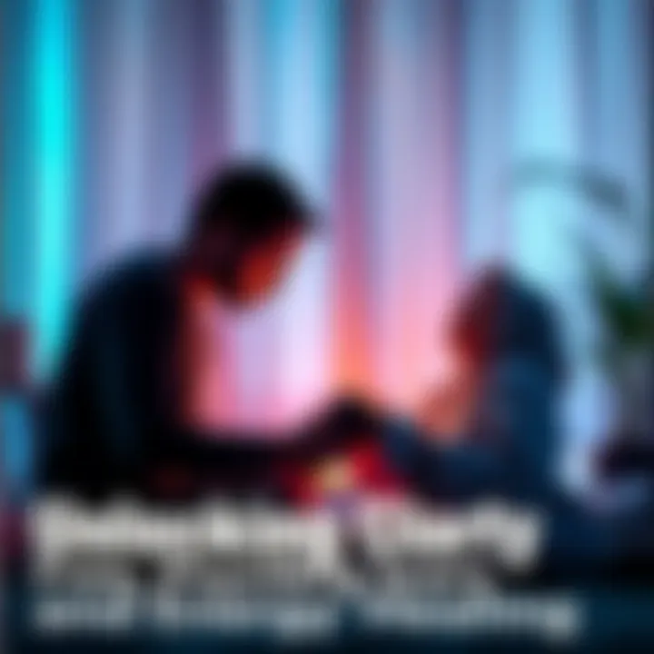 A person receiving a psychic reading while another conducts an energy healing session with a calming atmosphere.