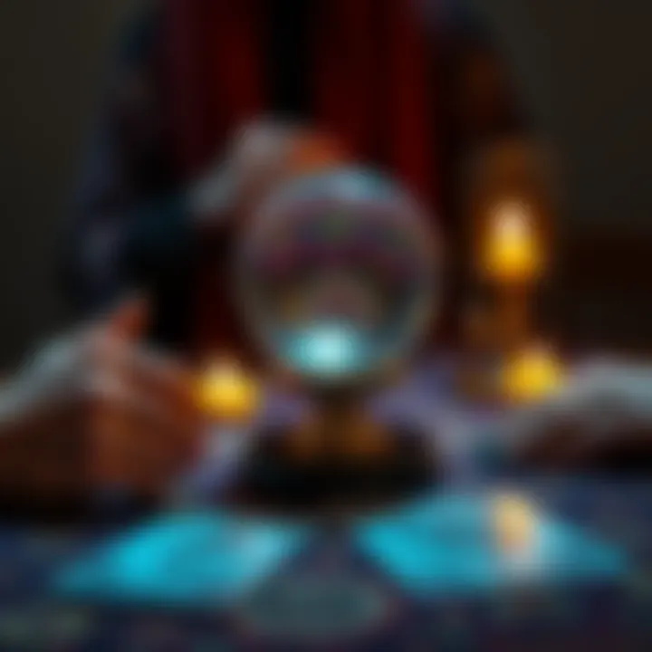 Psychic Reading Session A psychic reading session with a crystal ball and tarot cards on a table