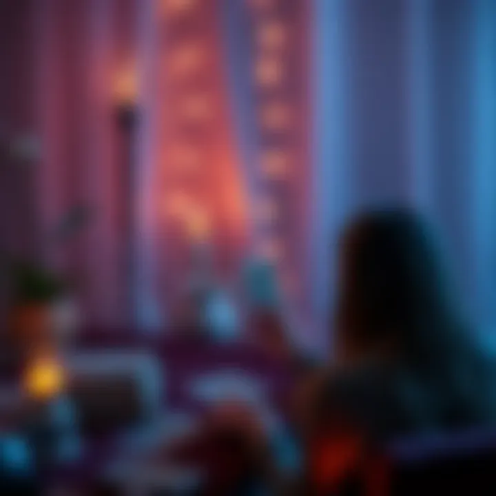 A person receiving a psychic reading, focusing on life purpose and relationships, with tarot cards and candles in view.