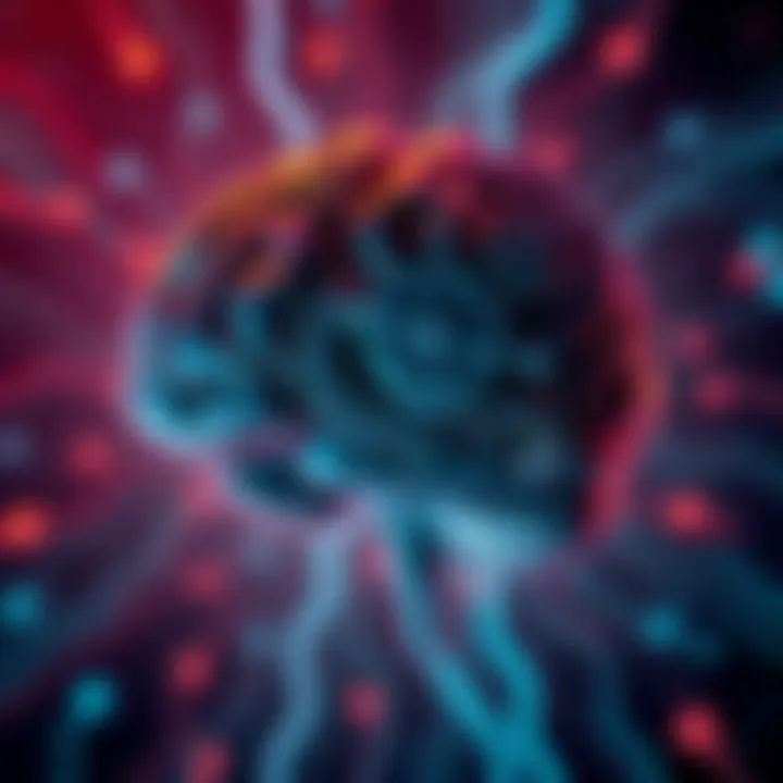 A brain with gears representing psychology concepts and theories