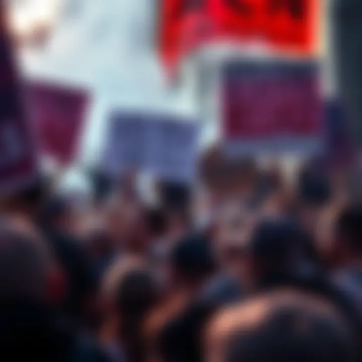 Crowd protesting against Epstein's release, holding signs expressing anger and frustration