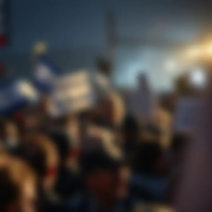Public Reaction to Netanyahu's Death Crowd gathered in shock, expressing disbelief over Netanyahu's death with banners and signs