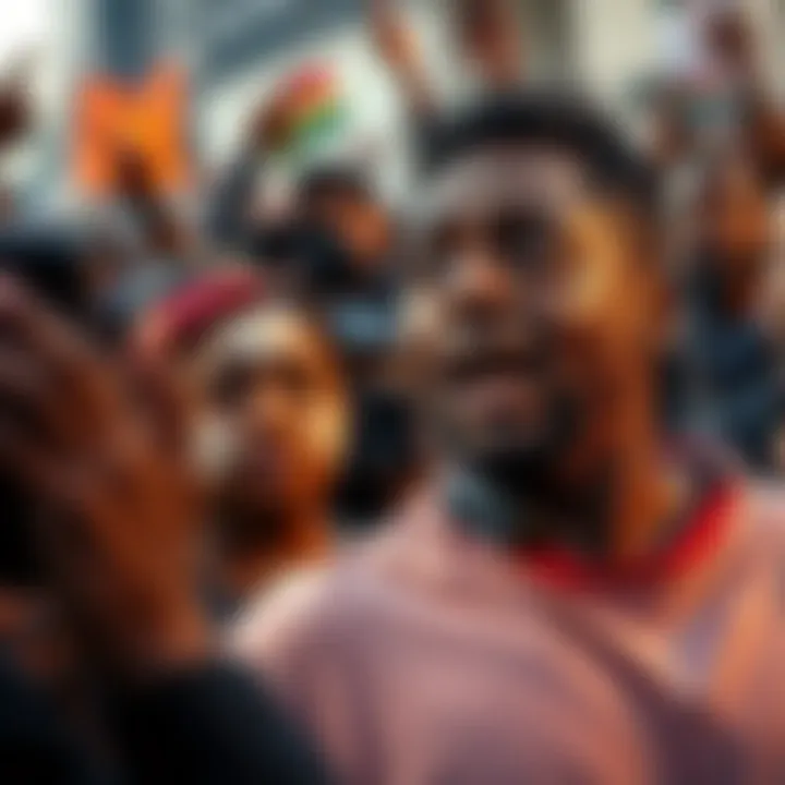 Crowd expressing mixed emotions about a criminal's violent punishment in South Africa.