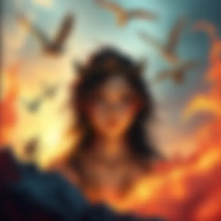 Illustration of a youthful figure representing the Puer Aeternus archetype, embodying traits of eternal youth and discontent, surrounded by symbols of growth and challenge.