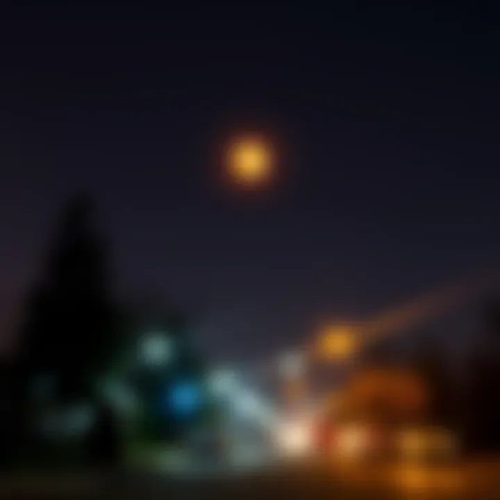 A glowing orange orb pulses in the night sky over Eugene, Oregon, capturing the attention of local residents.