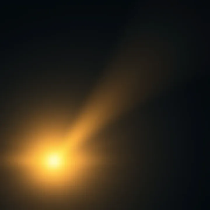 A bright, pulsing light in a dark Indiana sky, transitioning to a steady yellow hue before disappearing