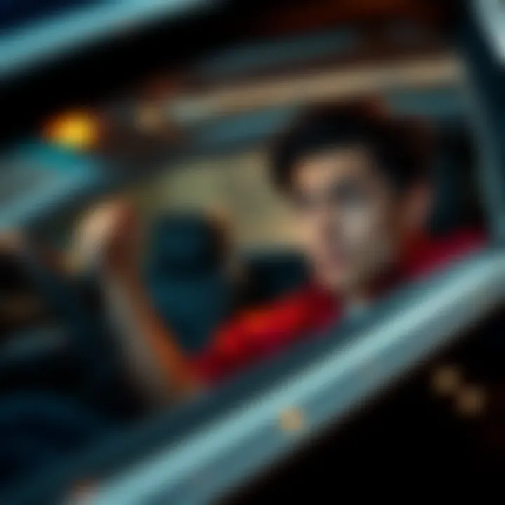 A person sitting in a car with a confused expression, staring at the car stereo while a USB is plugged in, suggesting a missing music track.