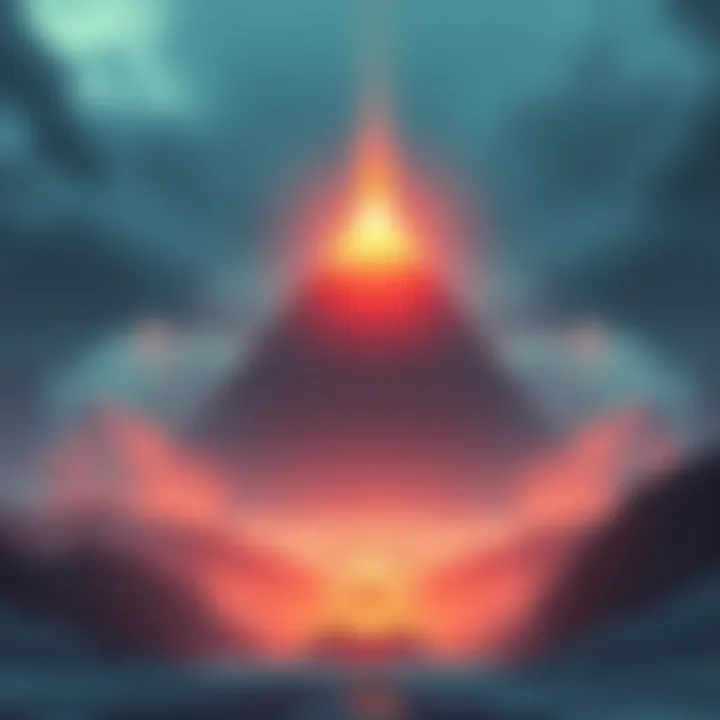 An artist's depiction of a massive underground pyramid in Alaska, larger than the Great Pyramid of Giza, with a mysterious glow emanating from it.