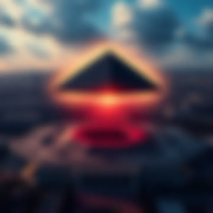 Pyramid Object Above Pentagon A rotating pyramid-shaped object hovering over the Pentagon, captured in stunning video footage by multiple eyewitnesses, stirring curiosity and discussions.