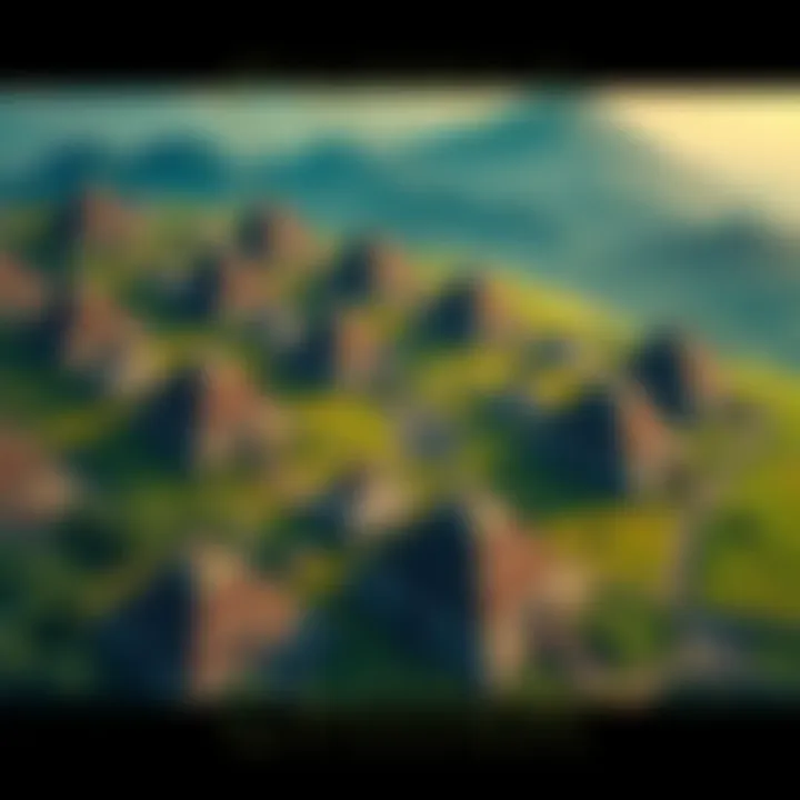 An aerial view of pyramid-like structures in a green landscape in China, showcasing their unique shapes and sizes.