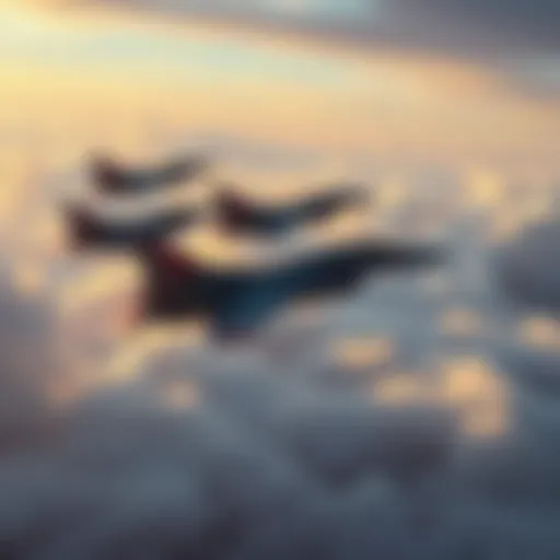 Qatar Air Force jets flying in formation with a backdrop of clouds, symbolizing national security and military readiness