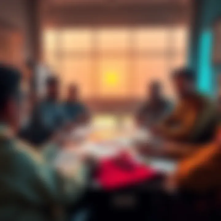 Qatar Air Force Base Discussion A group of people discussing military presence with maps and documents on a table, highlighting confusion around Qatar Air Force base existence in the U.S.