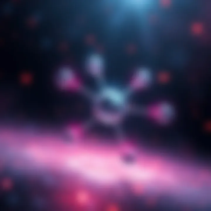 Quantum Atoms Illustration An illustration of atoms symbolizing everlasting existence in the quantum realm, glowing softly with a cosmic background.