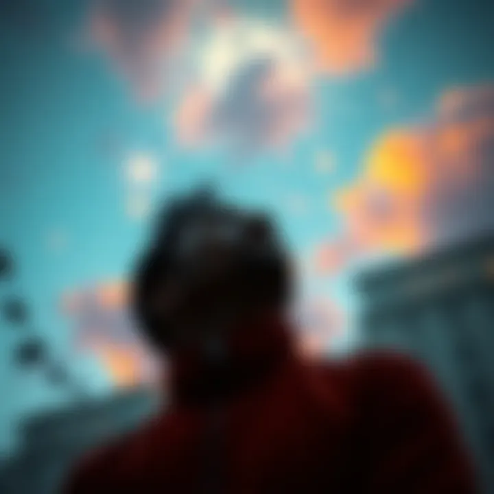 A person questioning faith A thoughtful person looking up at the sky, contemplating deep questions about faith and existence.