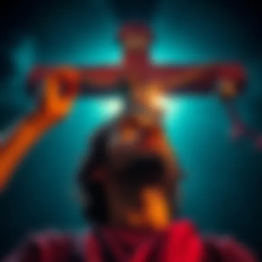 A thoughtful person looks up at a cross with a questioning expression, symbolizing the debate over Jesus as the Christ.