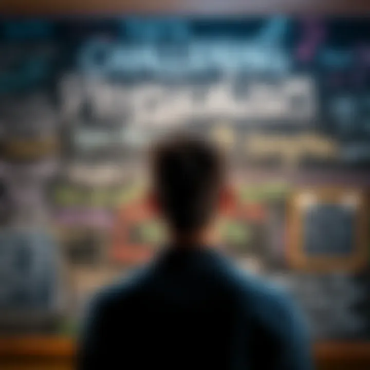 A person pondering over the concept of physicalism with a chalkboard filled with philosophical terms and questions in the background.