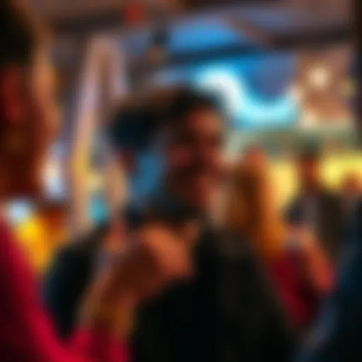 A person smiling and engaging in a lively conversation with quick responses