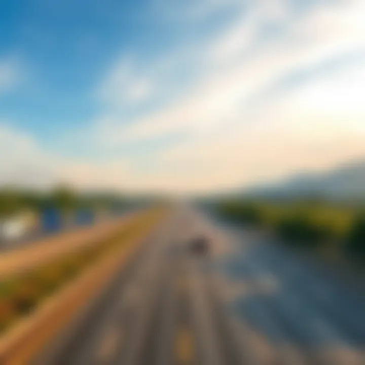 A peaceful view of the M1 motorway with clear skies and sparse traffic, signifying a serene journey.