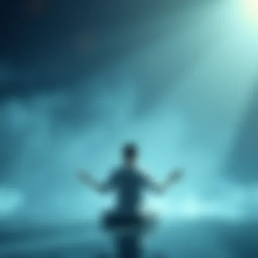 A serene person meditating in a calm environment, symbolizing focus and clarity. Soft light surrounds them as they relax their mind.