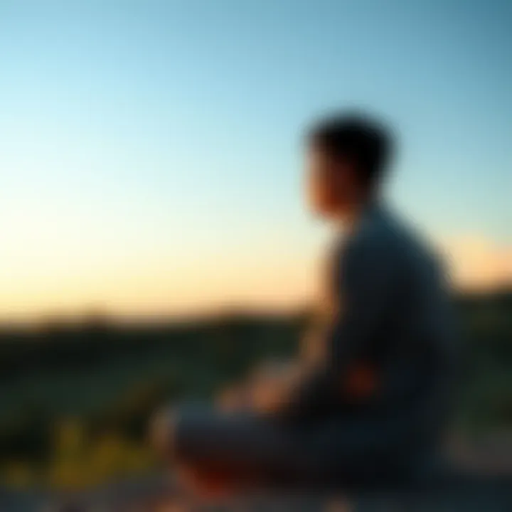 A person sitting in a peaceful setting, gazing thoughtfully with no dialogue or inner chatter. The scene emphasizes tranquility and introspection related to the concept of nonduality.