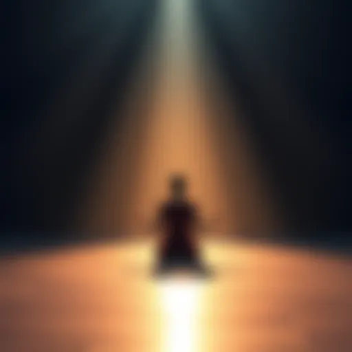 A serene person sitting cross-legged in a peaceful setting, surrounded by soft light, symbolizing inner silence and connection with the Divine.