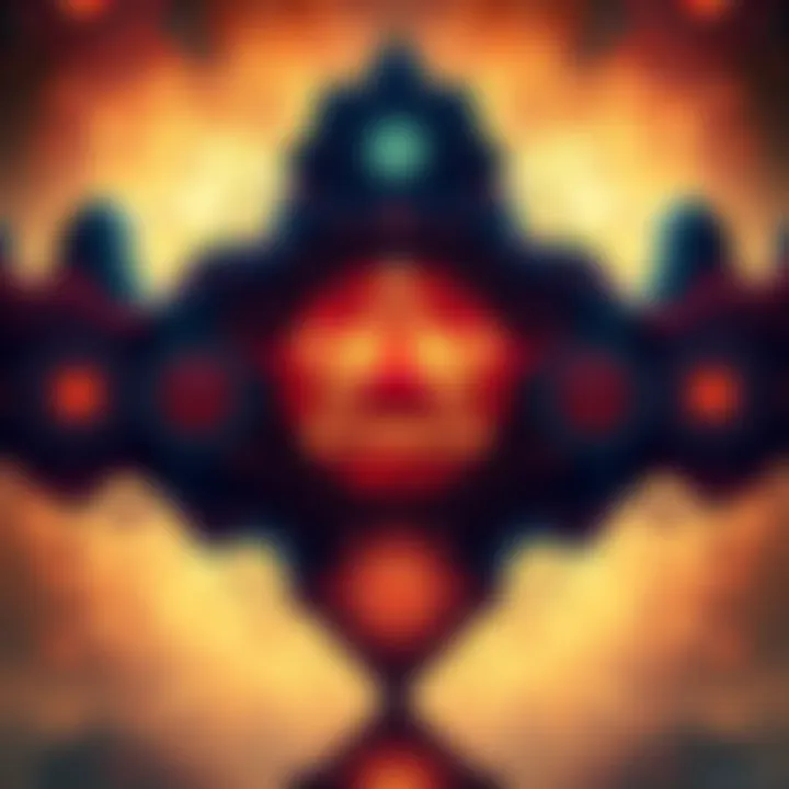 Artistic representation of Ra Material influences featuring symbols of love and density with cosmic elements.