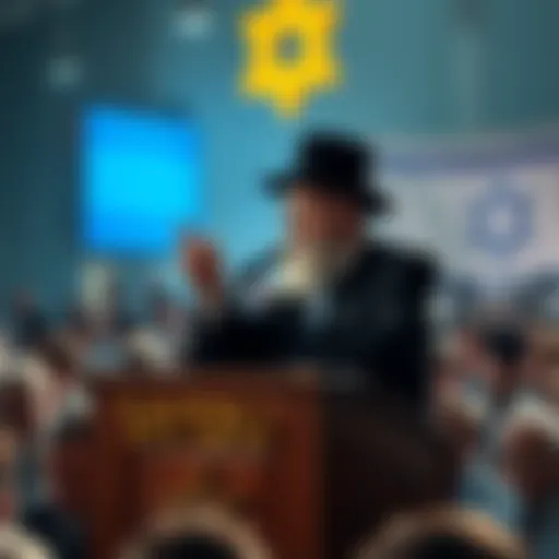 Rabbi addresses a crowd urging action for the Jewish Messiah to promote peace