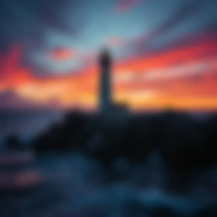 Race Rock Lighthouse at sunset Race Rock Lighthouse stands tall amid waves as the sun sets, creating a haunting atmosphere.
